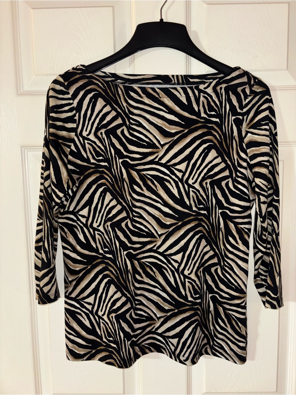 Kim Rogers Black and Cream Zebra Print Long Sleeve Dress